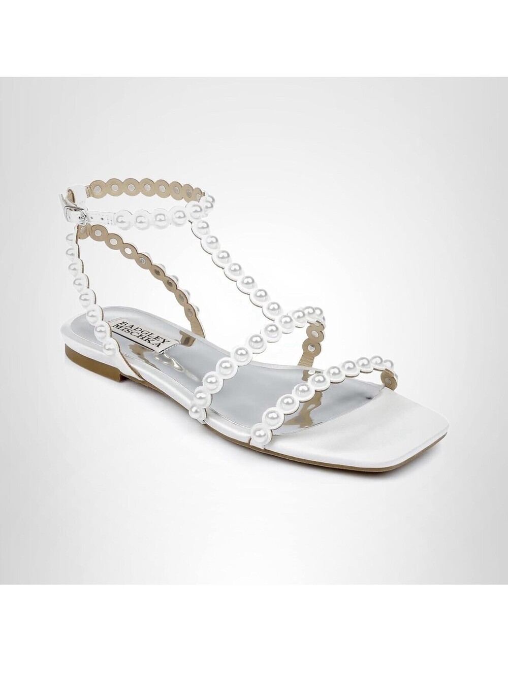 Badgley Mischka Women's Cami Pearled Gladiator Flats  Sandal Size 6 New In Box